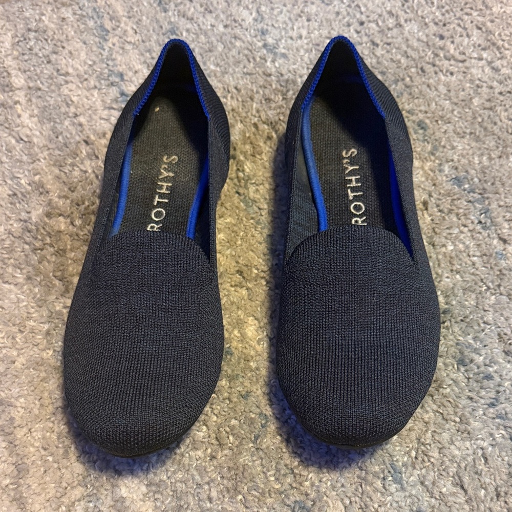 Rothy's Navy Knit Slip-On Flats with Blue Trim